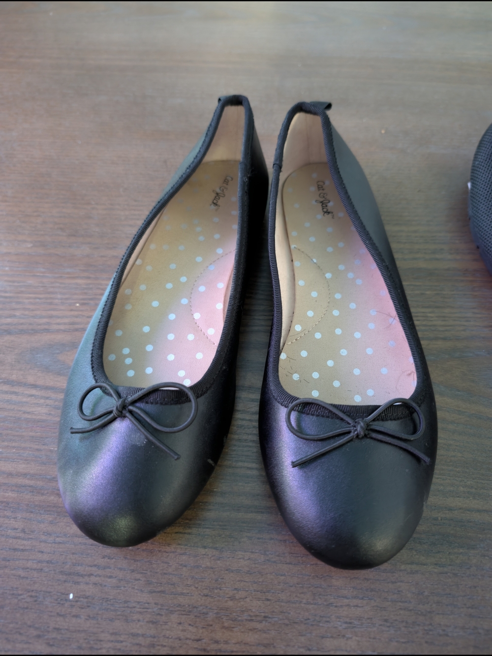 Cat & Jack Black Ballet Flats with Bow Detail
